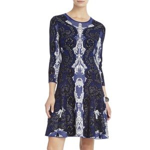 BCBG Alma Relief-Jacquard Lace A-Line Dress